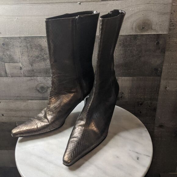 Cole Haan Metallic Snakeskin Boots 9B - Picture 9 of 11